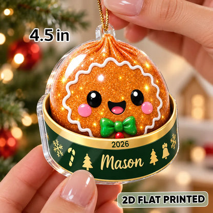 Personalized Acrylic Ornament, Cute Santa Reindeer & Peppermint Dumpling Design, Creative Gift for  Daughter, Son, Grandkids, Family