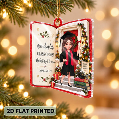 Personalized Acrylic Ornament, Cartoon Graduate Holding a Diploma, Unique Christmas Gift for Graduates