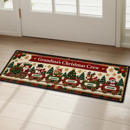 Standard Doormat with Grandma's Christmas Crew Train, Personalized Family Keepsake and Creative Christmas Gift