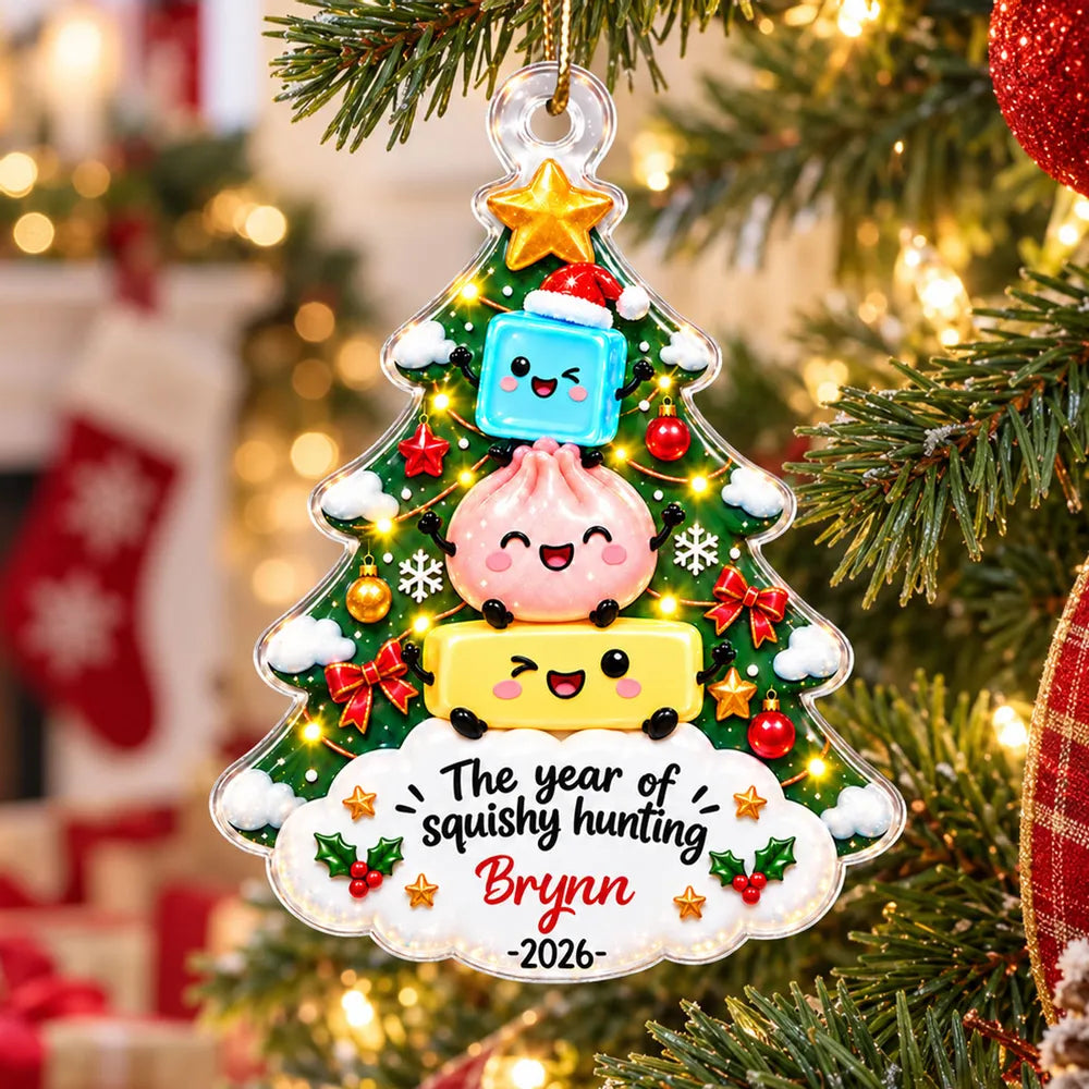 Joyful Stacked Squishies Acrylic Ornament, Personalized Keepsake for Hanging on the Tree and Creative Gift for Kids