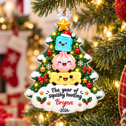 Joyful Stacked Squishies Acrylic Ornament, Personalized Keepsake for Hanging on the Tree and Creative Gift for Kids
