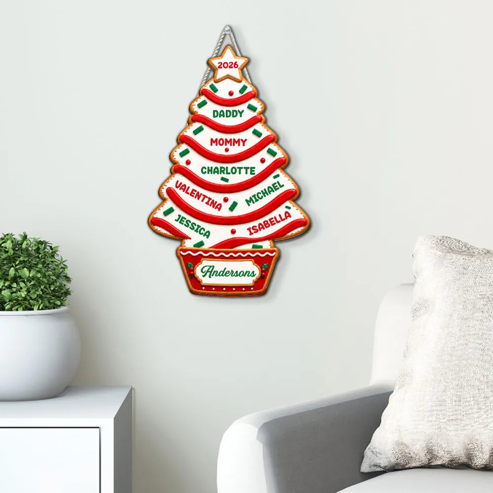 Family Keepsake Wooden Sign, Personalized Christmas Tree Decor, Creative Gift for Mom, Dad & Grandparents