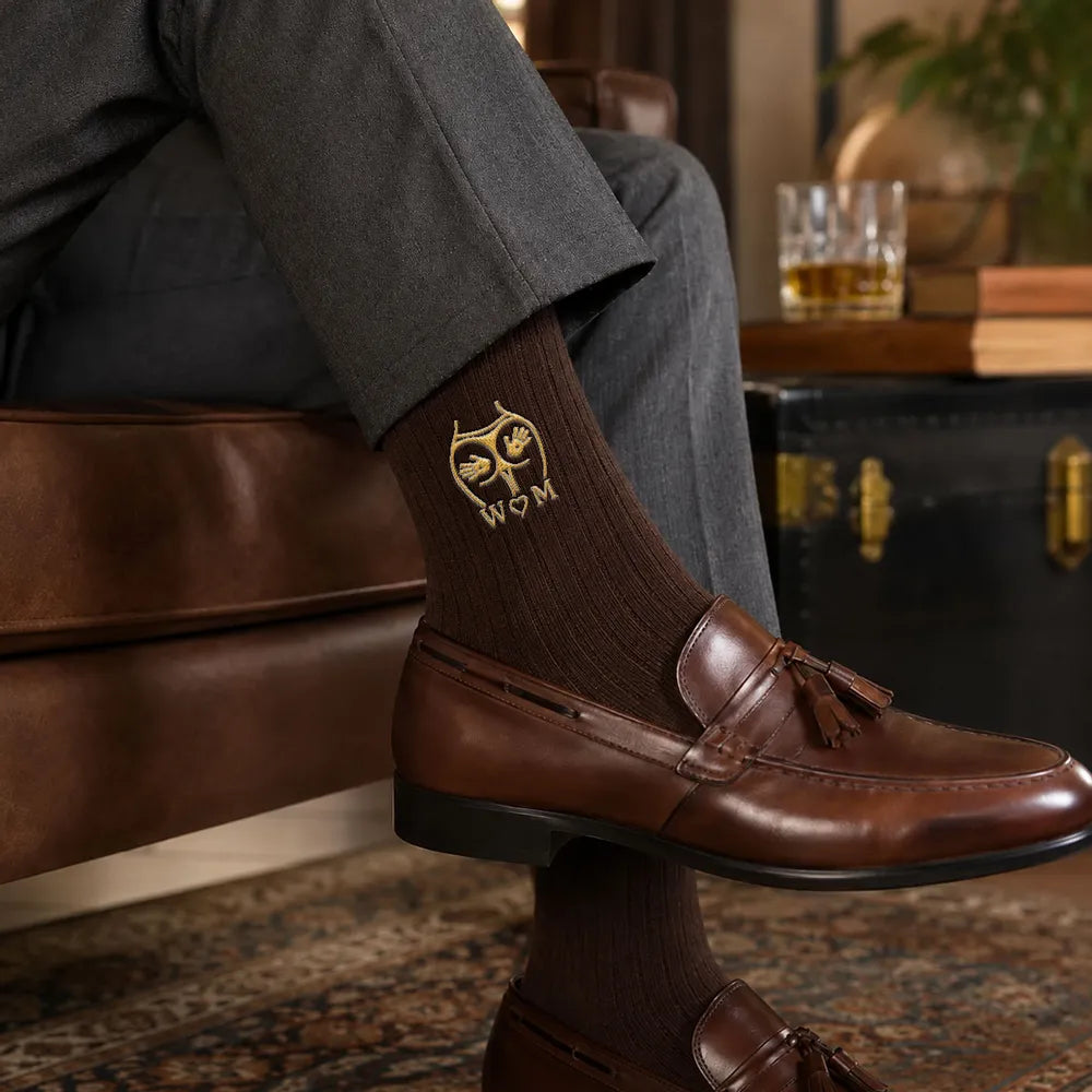 Embroidered Socks with Stitched Love Motif for Formal Attire, Personalized Creative Gift for Husband or Boyfriend