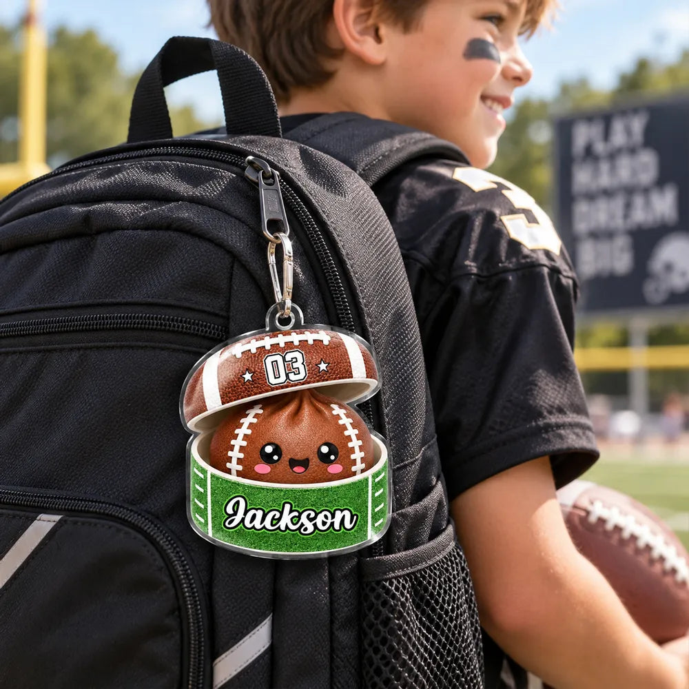Personalized Acrylic Ornament, Cute Football Dumpling Popping Up on a Christmas Tree, Creative Gift for Kids
