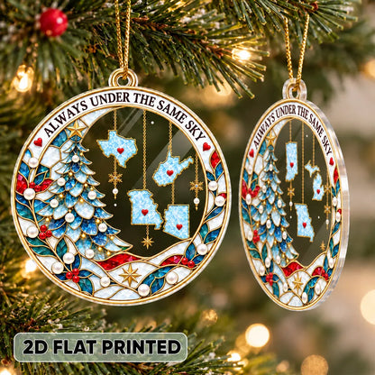 Personalized Acrylic Ornament, Stained Glass Style Christmas Tree, Unique Gift for Long-Distance Family
