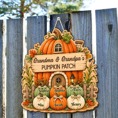 Grandma and Grandpa Wooden Sign, Rustic Fall Pumpkin Home, Personalized Creative Family Keepsake Gift