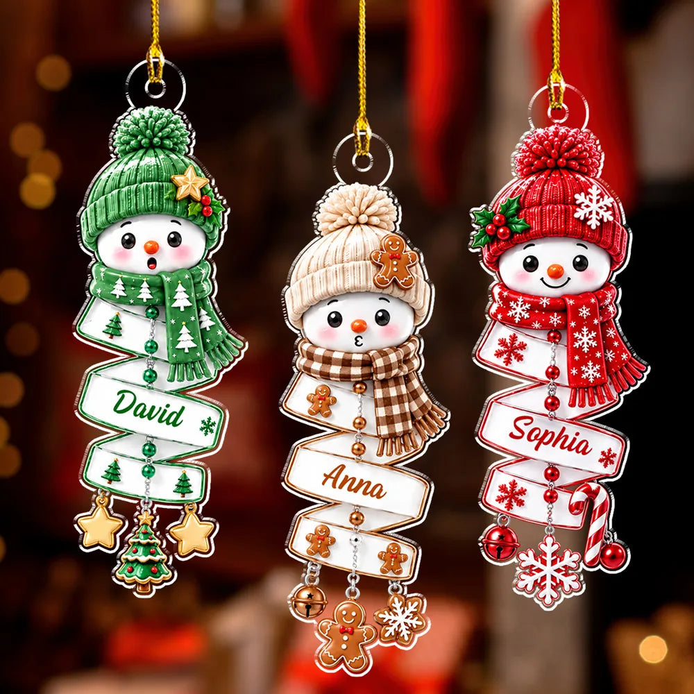 Personalized Acrylic Ornament, Cheerful Snowman in Festive Colors, Creative Christmas Gift for Kids
