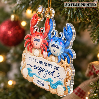 Personalized Acrylic Ornament, The Summer We Got Engaged Crab Couple Keepsake, Creative Gift for an Engaged Couple