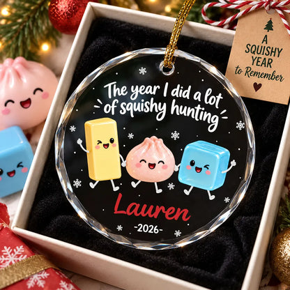 Personalized Crystal Ornament, Cute Squishy Characters Holding Hands, Unique Christmas Gift for Kids