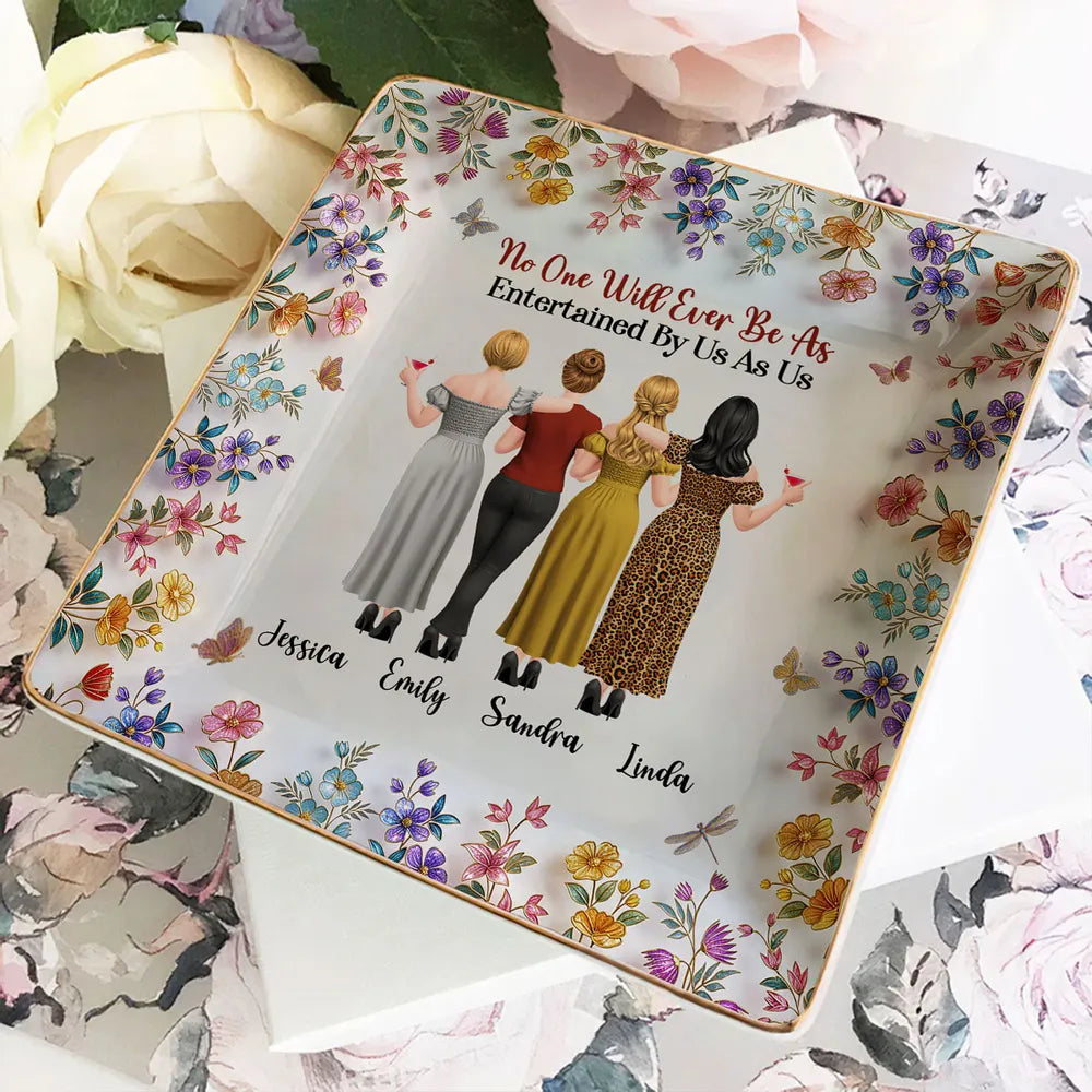 Funny Friendship Jewelry Dish, Personalized Friends Holding Drinks, Unique Creative Gift for a Best Friend