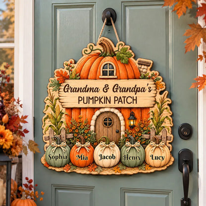 Grandma and Grandpa Wooden Sign, Rustic Fall Pumpkin Home, Personalized Creative Family Keepsake Gift
