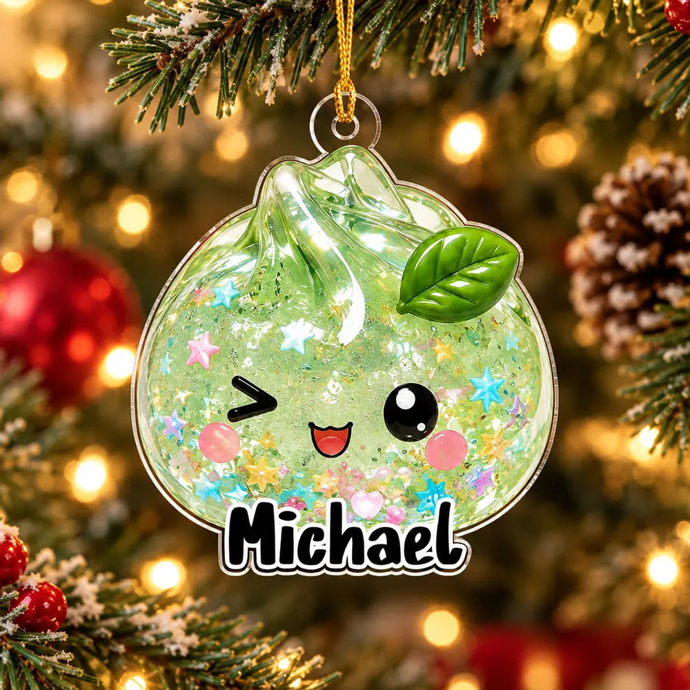 Personalized Cute Dumpling Acrylic Ornament, Colorful Christmas Tree Decor, Unique Gift for Family