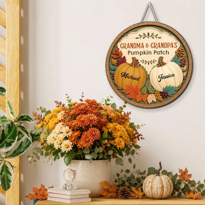 Personalized Wooden Sign, Grandma & Grandpa's Pumpkin Patch, Autumn Decor, Unique Gift for Grandparents