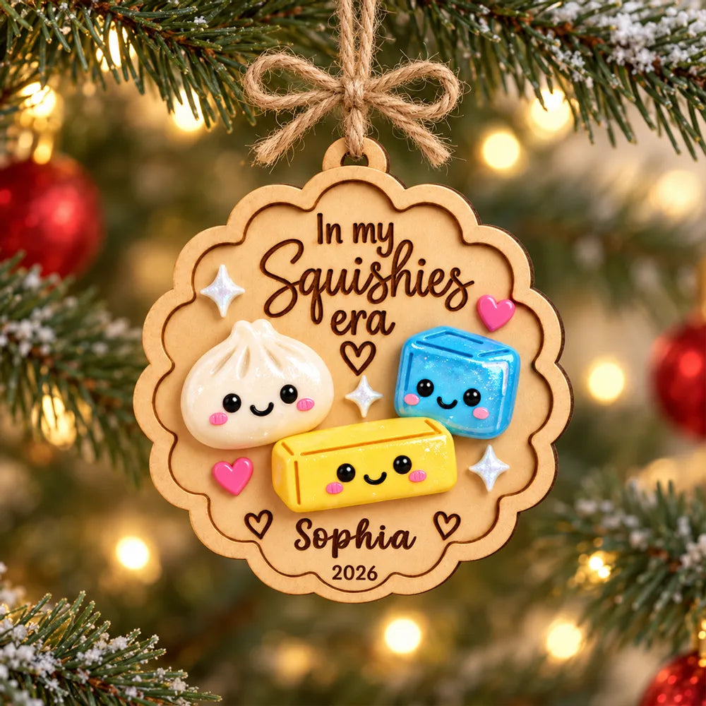 Personalized Wooden Ornament, Cute Squishy Characters for Christmas Tree, Unique Gift for Kids