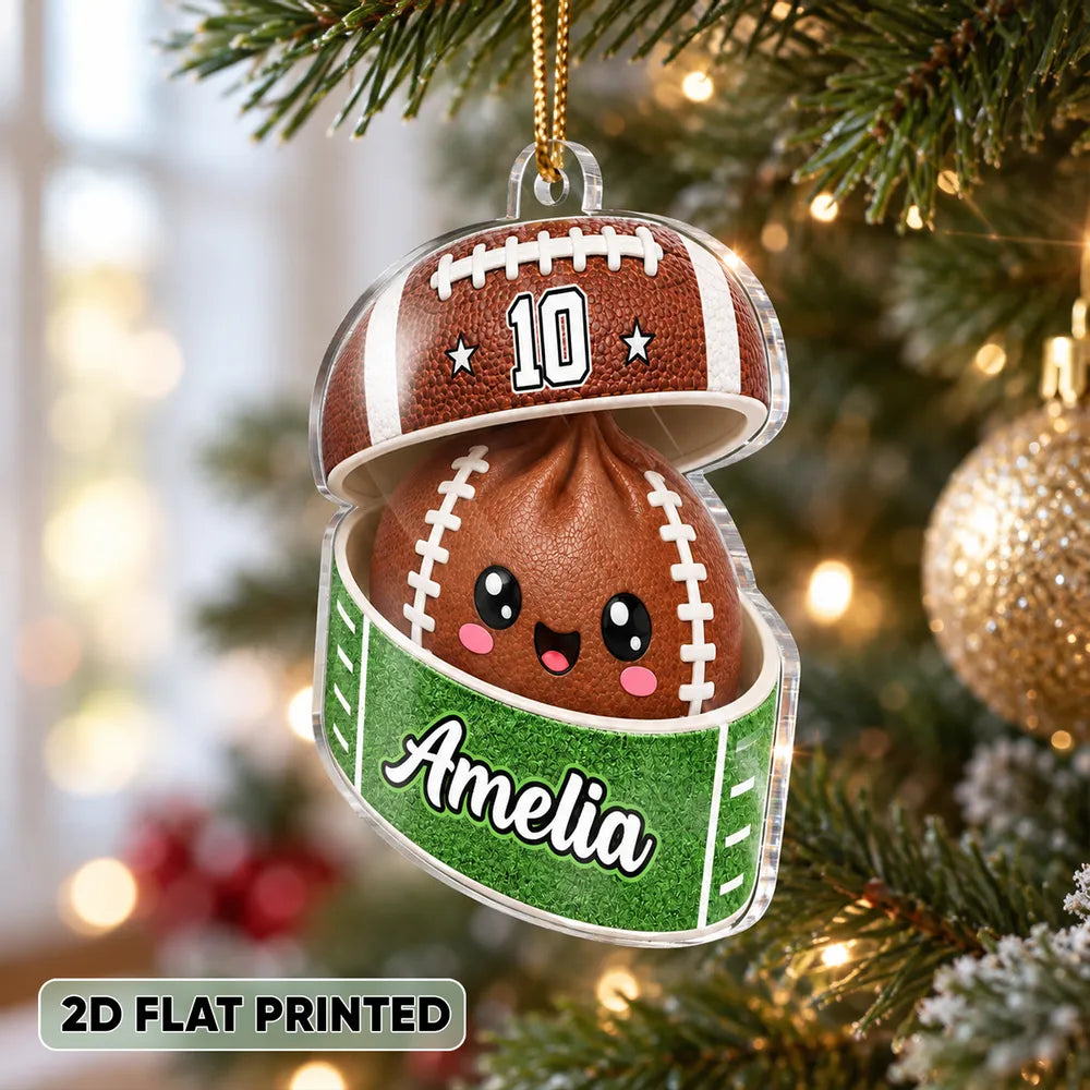 Personalized Acrylic Ornament, Cute Football Dumpling Popping Up on a Christmas Tree, Creative Gift for Kids