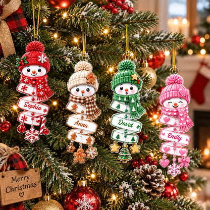 Personalized Acrylic Ornament, Cheerful Snowman in Festive Colors, Creative Christmas Gift for Kids
