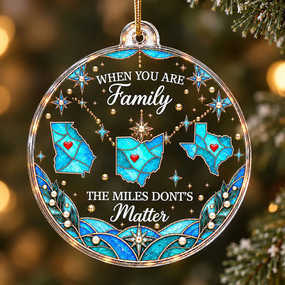 Personalized Acrylic Ornament with Connected State Maps, Unique Christmas Gift for Long-Distance Family