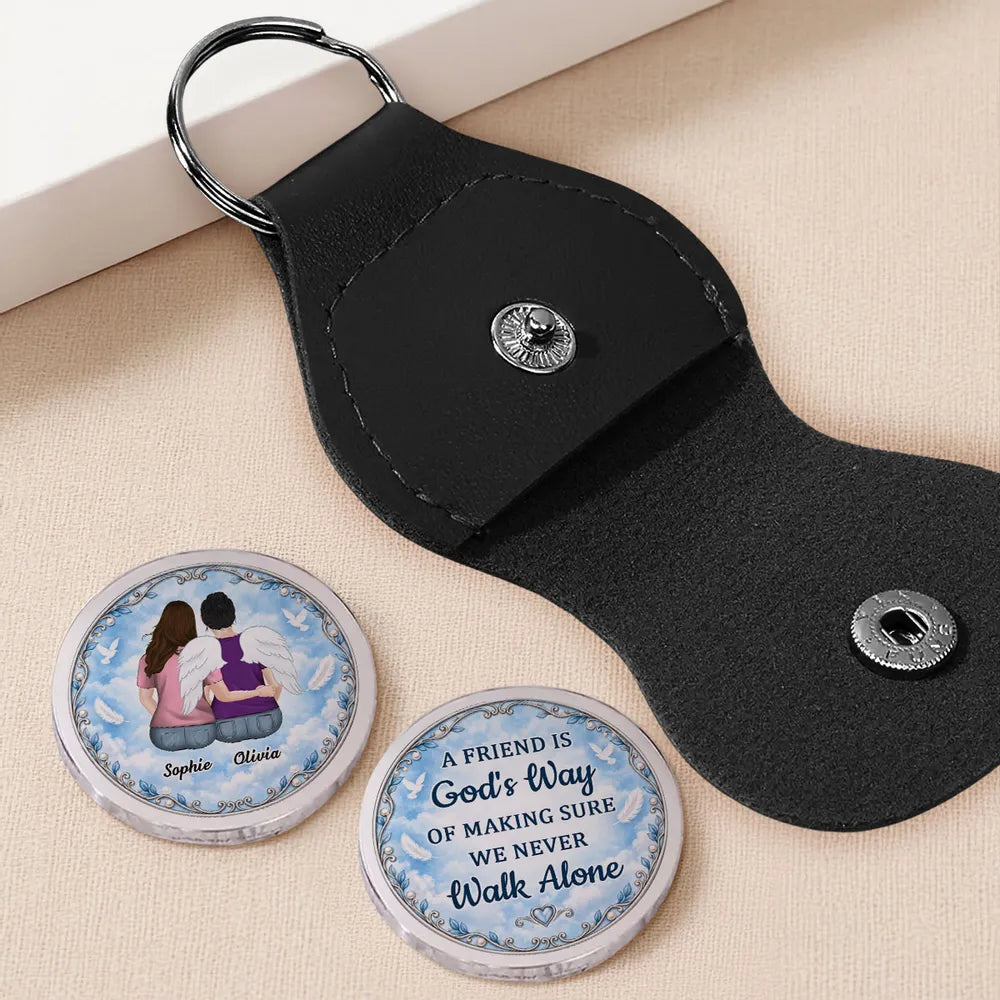 Personalized Pocket Hug with Friends Embracing Under a Blue Sky, Unique Keepsake Gift for a Best Friend