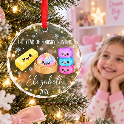 Cute Squishy Character Crystal Ornament with Snowflakes, Personalized Keepsake and Creative Gift for Kids