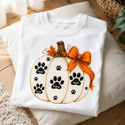 Personalized Classic Tee, Pumpkin Paw Print Keepsake, Unique Autumn Gift for Pet Owners