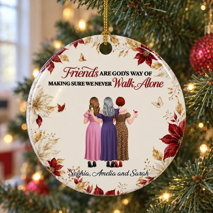 Personalized Ceramic Ornament, Coffee Loving Friends Arm in Arm, Heartfelt Creative Gift for Best Friend