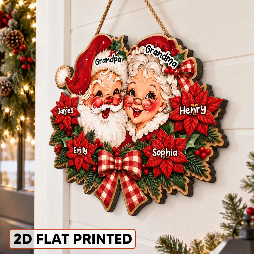 Personalized Wooden Sign with Smiling Grandparents, Vintage Christmas Decor, Unique Gift for Grandparents