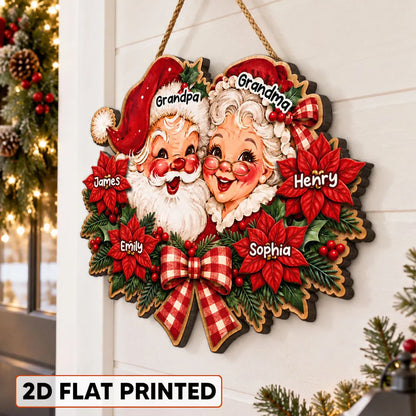 Personalized Wooden Sign with Smiling Grandparents, Vintage Christmas Decor, Unique Gift for Grandparents