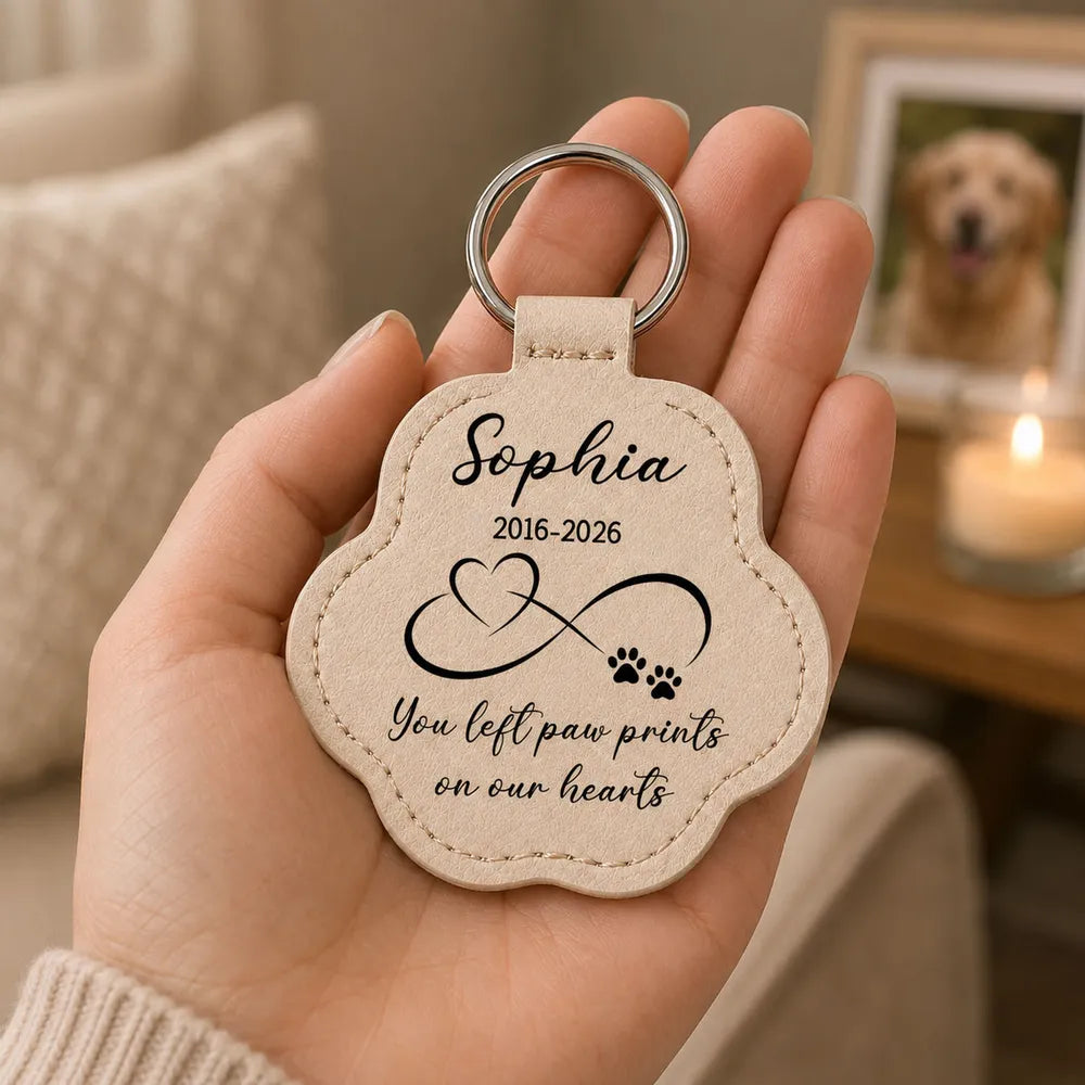 Leather Pet Fur Keepsake Keychain, Personalized Once by My Side Memorial, Creative Sympathy Gift for Pet Owners