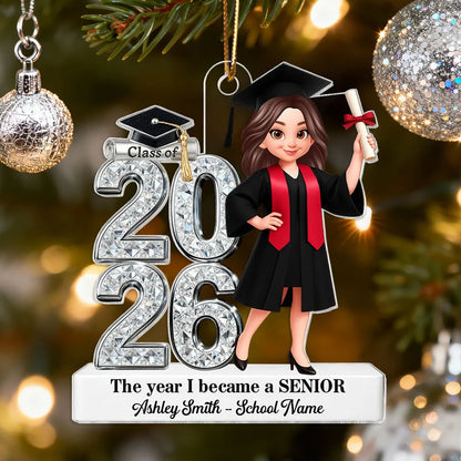 2-Layer Wooden Plaque, Personalized Class of Keepsake with Graduate in Cap and Gown, Unique Graduation Gift