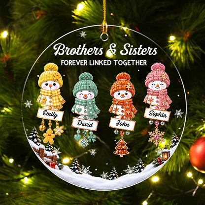 Personalized Acrylic Ornament, Brothers & Sisters Forever Linked Together, Creative Christmas Gift for Siblings