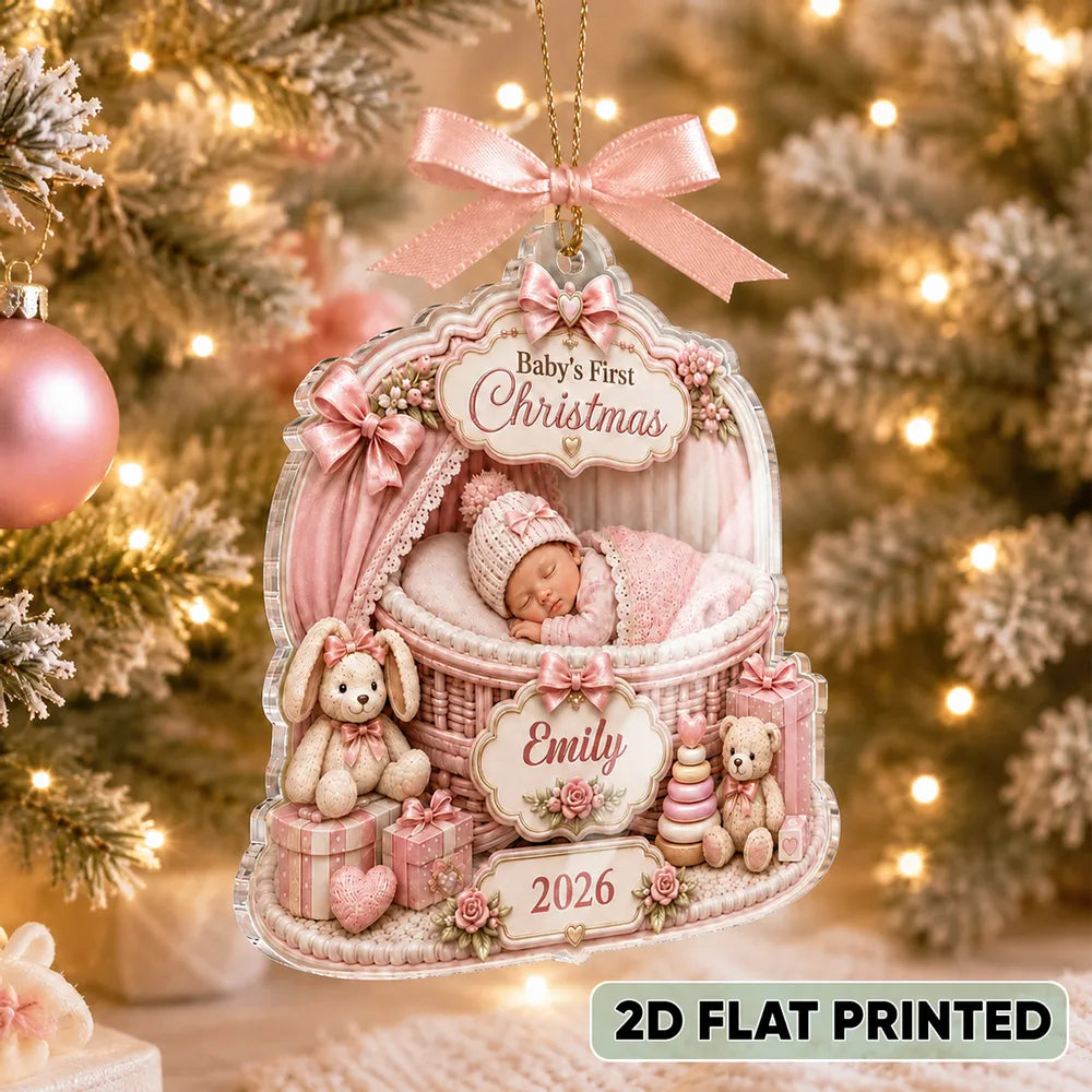 Baby's First Christmas Acrylic Ornament, Personalized Soft Blue Keepsake, Creative Gift for New Parents