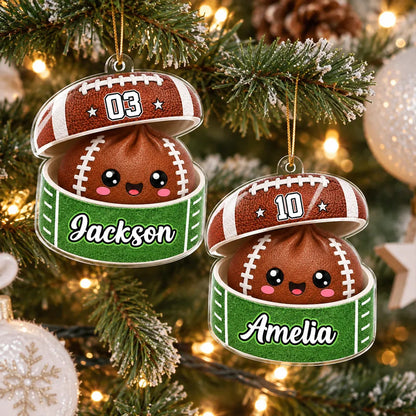 Personalized Acrylic Ornament, Cute Football Dumpling Popping Up on a Christmas Tree, Creative Gift for Kids