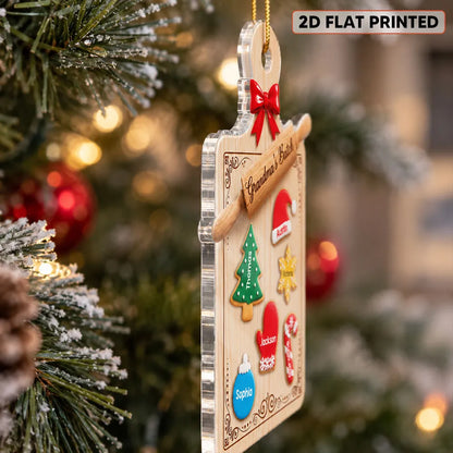 Personalized Acrylic Ornament, Grandma's Batch Baking Board with Festive Cookies, Unique Christmas Gift for Grandma
