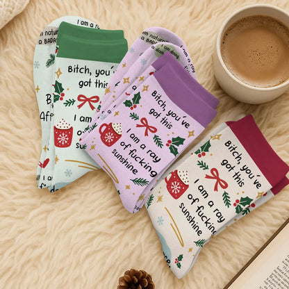 Personalized Crew Socks with Humorous Self Love Quotes, Creative Confidence Gift for Her
