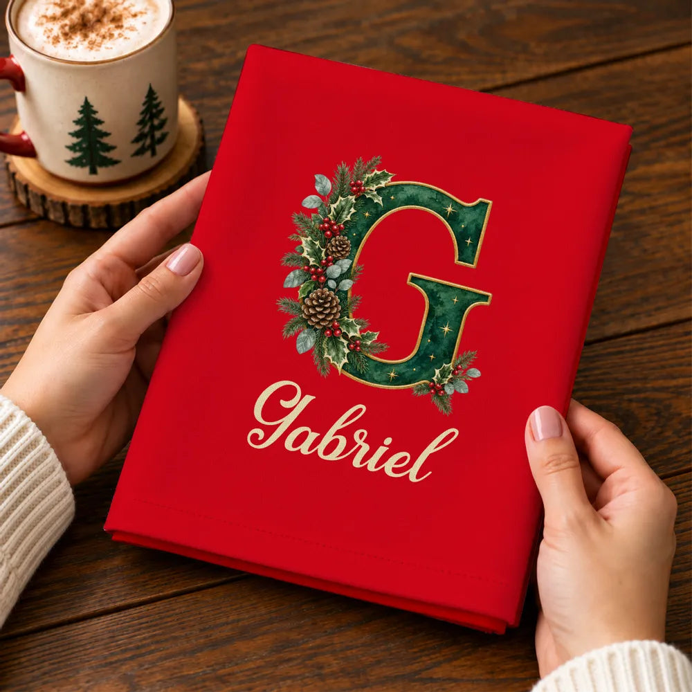 Personalized Reusable Cotton Napkin, Warm Red Holiday Table Decor, Creative Gift for Family Gatherings