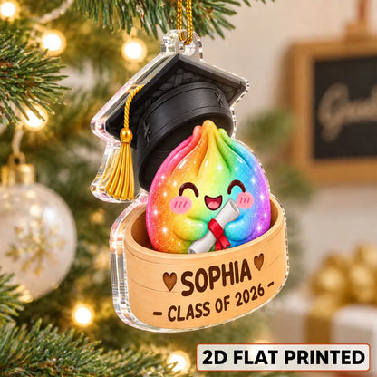 Cute Graduation Dumpling Acrylic Ornament Holding a Diploma, Personalized Creative Gift for Family