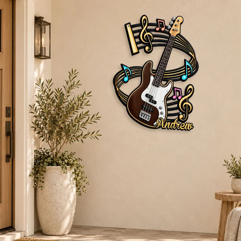 Guitar Corner Shaped Metal Sign, Personalized Music Wall Decor, Creative Gift for Musicians and Friends