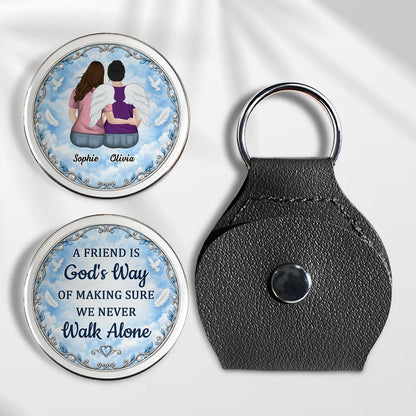 Personalized Pocket Hug with Friends Embracing Under a Blue Sky, Unique Keepsake Gift for a Best Friend