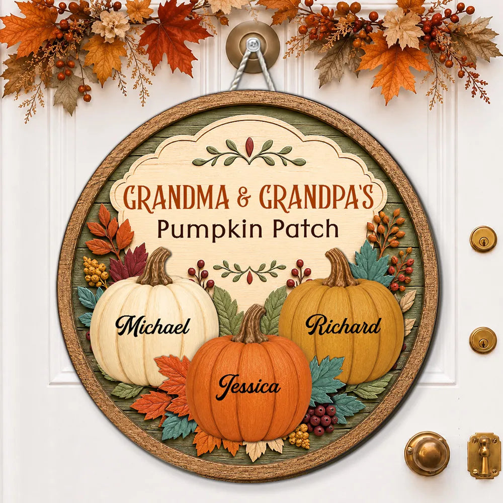Personalized Wooden Sign, Grandma & Grandpa's Pumpkin Patch, Autumn Decor, Unique Gift for Grandparents