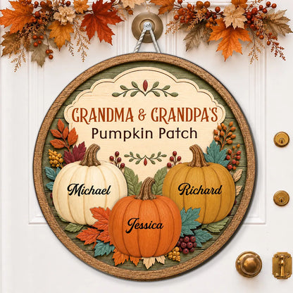 Personalized Wooden Sign, Grandma & Grandpa's Pumpkin Patch, Autumn Decor, Unique Gift for Grandparents