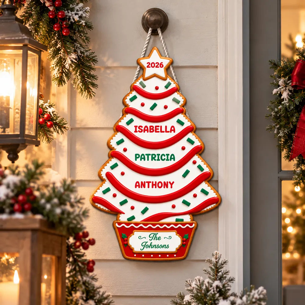 Family Keepsake Wooden Sign, Personalized Christmas Tree Decor, Creative Gift for Mom, Dad & Grandparents