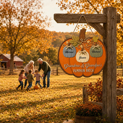 Personalized Wooden Sign, Grandma & Grandpa's Pumpkin Patch, Unique Autumn Gift for Grandparents