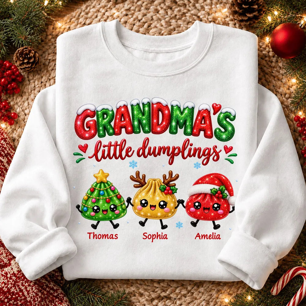 Personalized Classic Tee, Grandma's Little Dumplings Holding Hands, Unique Christmas Gift for Grandma