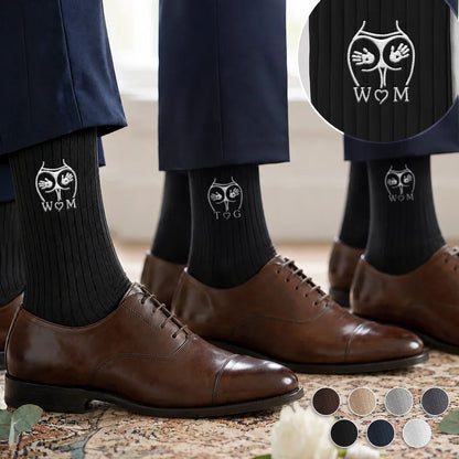 Embroidered Socks with Stitched Love Motif for Formal Attire, Personalized Creative Gift for Husband or Boyfriend