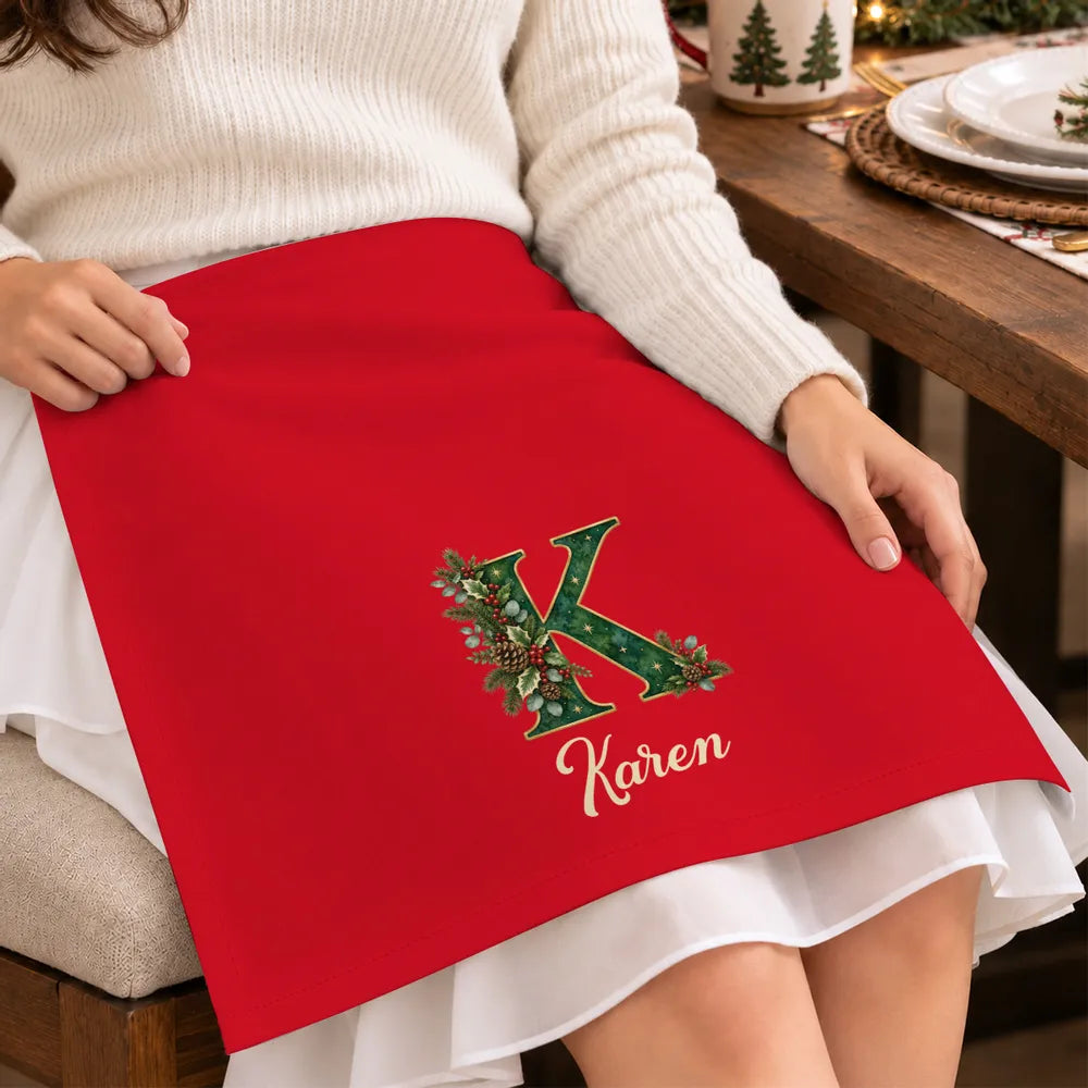 Personalized Reusable Cotton Napkin, Warm Red Holiday Table Decor, Creative Gift for Family Gatherings