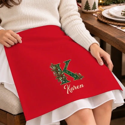 Personalized Reusable Cotton Napkin, Warm Red Holiday Table Decor, Creative Gift for Family Gatherings