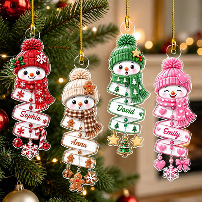 Personalized Acrylic Ornament, Cheerful Snowman in Festive Colors, Creative Christmas Gift for Kids