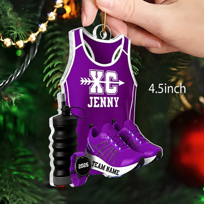 Personalized Acrylic Ornament, Red Cross Country Gear, Unique Christmas Gift for Runner