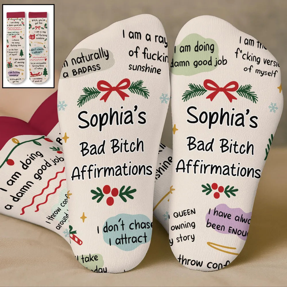 Personalized Crew Socks with Humorous Self Love Quotes, Creative Confidence Gift for Her