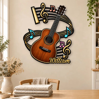 Guitar Corner Shaped Metal Sign, Personalized Music Wall Decor, Creative Gift for Musicians and Friends